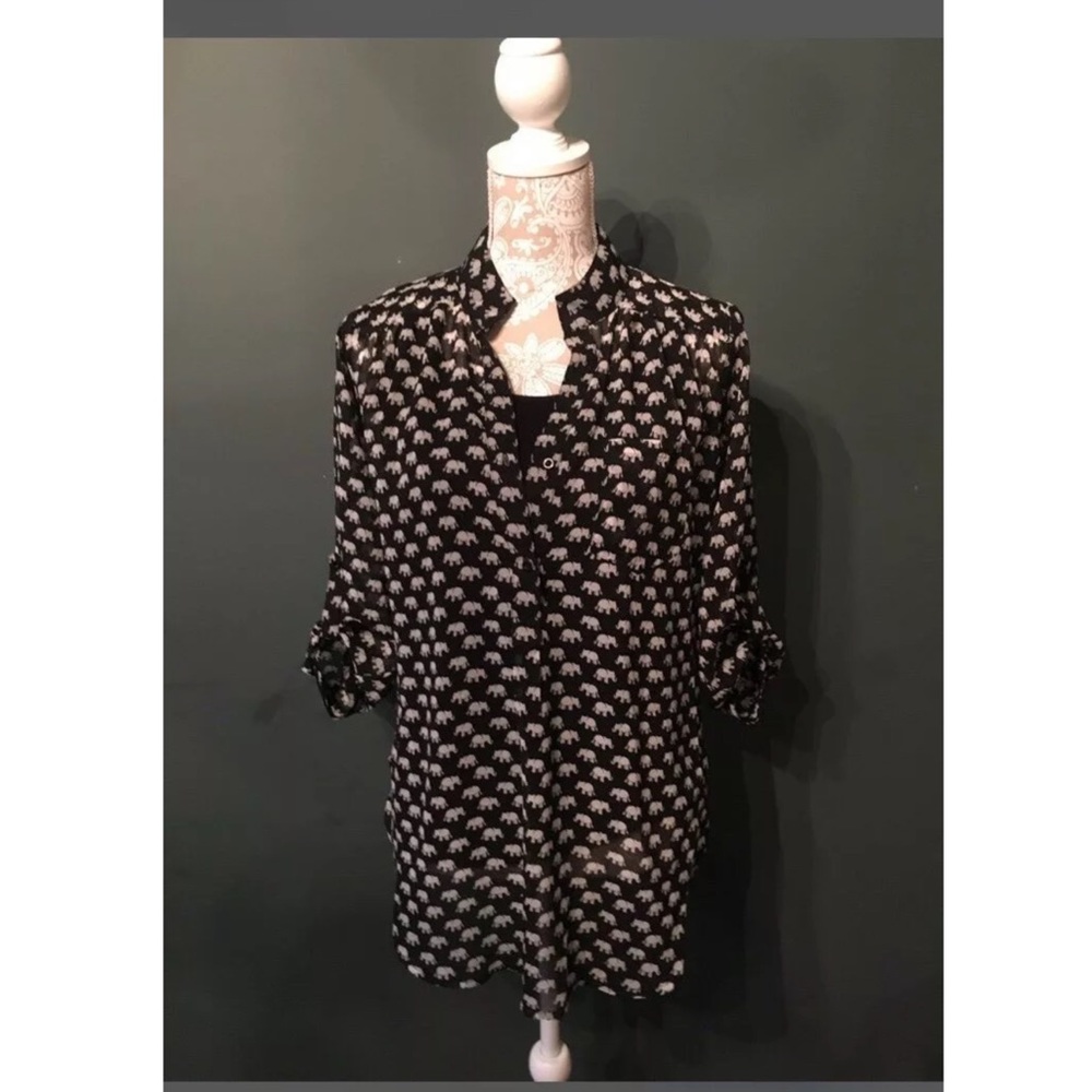 NWT Black Elephant Blouse